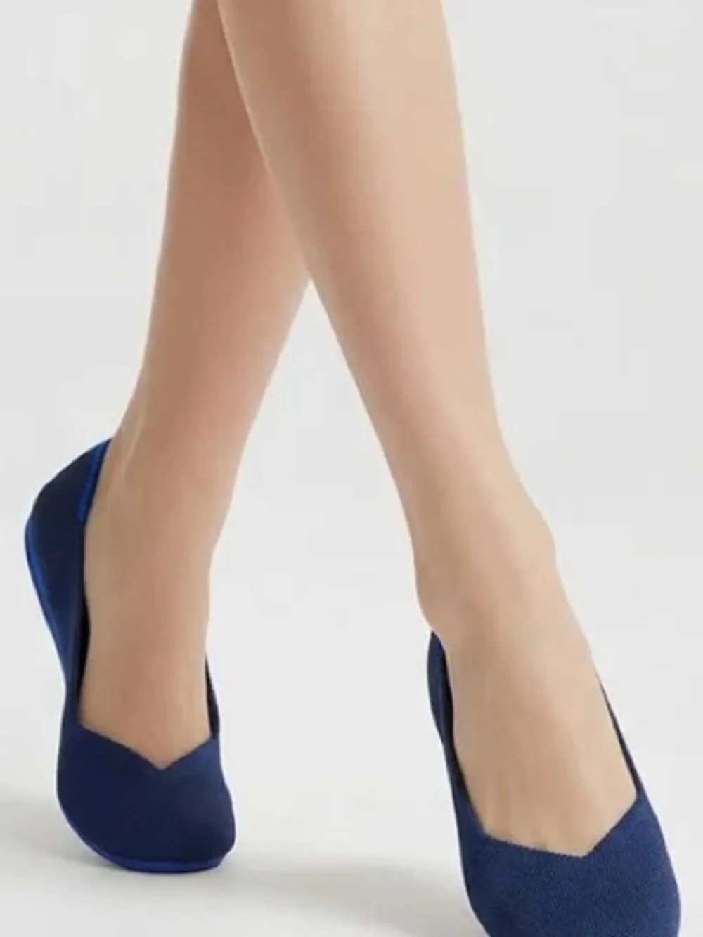 Rothy's Black Knit Pointed Flats with Blue Trim and Lime Insoles